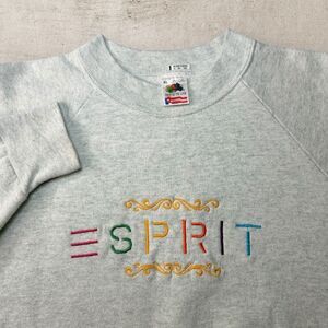 Vintage ESPRIT Sweatshirt Mens XL Crewneck Embroidered Gray Spell Out USA 90s